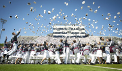 The age-old practice of tossing up hats can make a wonderful canvas memory